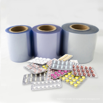Hojas de PVC transparentes plásticas para embalaje farmacéutico.